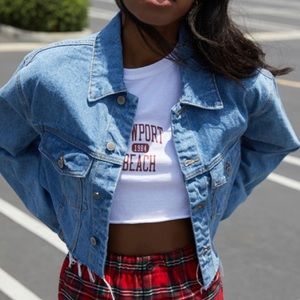 Brandy Melville Cropped Denim Jacket - Size S